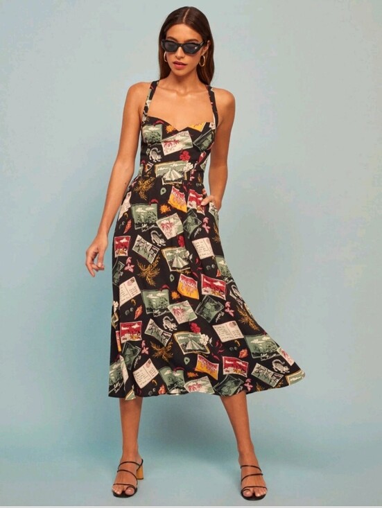 Reformation Dresses & Skirts - Reformation Brixton Dress Havana Postcard Print Sz 2